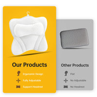 11 x RAW Customer Returns NAJILI Bath Pillow, Ergonomic Bath Pillow with 4D Air Mesh Technology Support Function, Comfort Neck Pillow with 6 Suction Cups, Bath Headrest for Bathtub Home Spa, White - RRP €266.09