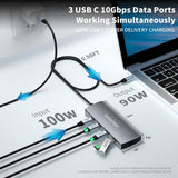 1 x RAW Customer Returns VANGREE USB C to USB C Hub-3 USB 3.2 Gen 2 Ports with 10Gbps, 4K HDMI Adapter, 100W Power Supply, 3 USB 3.0 Ports, USB-C Splitter Multiport Expander for MacBook Pro, iPad Pro and more Type C devices - RRP €60.49