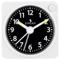 52 x Brand New SIMSAM analog alarm clock, alarm clock with light, alarm clock without ticking, travel alarm clock analog without ticking, alarm clock analog without ticking, alarm clock battery operated silent, 5.5x5.5cm white - RRP €576.16