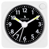 52 x Brand New SIMSAM analog alarm clock, alarm clock with light, alarm clock without ticking, travel alarm clock analog without ticking, alarm clock analog without ticking, alarm clock battery operated silent, 5.5x5.5cm white - RRP €576.16