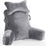 1 x RAW Customer Returns Reading pillow, extra large 78.7 cm, bed rest pillow with removable neck roll and arms for sitting in bed or on the couch, backrest for adults, reading pillow for reading, watching TV, dark gray - RRP €79.67