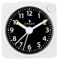 52 x Brand New SIMSAM analog alarm clock, alarm clock with light, alarm clock without ticking, travel alarm clock analog without ticking, alarm clock analog without ticking, alarm clock battery operated silent, 5.5x5.5cm white - RRP €576.16