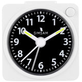 52 x Brand New SIMSAM analog alarm clock, alarm clock with light, alarm clock without ticking, travel alarm clock analog without ticking, alarm clock analog without ticking, alarm clock battery operated silent, 5.5x5.5cm white - RRP €576.16