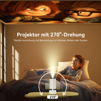1 x RAW Customer Returns Polocsh Mini Projector with Battery, Projector with Android 11.0, Electric Focus Projector Integrated WLAN6 and BT5.3, Portable Projector with 150-inch Image and 270 Rotation, 1080P Mini Projector 4K  HDMI - RRP €151.25