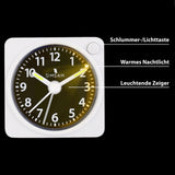 52 x Brand New SIMSAM analog alarm clock, alarm clock with light, alarm clock without ticking, travel alarm clock analog without ticking, alarm clock analog without ticking, alarm clock battery operated silent, 5.5x5.5cm white - RRP €576.16