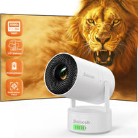1 x RAW Customer Returns Polocsh Mini Projector with Battery, Projector with Android 11.0, Electric Focus Projector Integrated WLAN6 and BT5.3, Portable Projector with 150-inch Image and 270 Rotation, 1080P Mini Projector 4K  HDMI - RRP €151.25