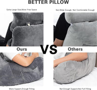 1 x RAW Customer Returns Reading pillow, extra large 78.7 cm, bed rest pillow with removable neck roll and arms for sitting in bed or on the couch, backrest for adults, reading pillow for reading, watching TV, dark gray - RRP €79.67