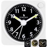 52 x Brand New SIMSAM analog alarm clock, alarm clock with light, alarm clock without ticking, travel alarm clock analog without ticking, alarm clock analog without ticking, alarm clock battery operated silent, 5.5x5.5cm white - RRP €576.16